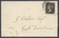 SG 2 1d black plate 9 lettered CL on entire to Denham. Fine used tied with a black Maltese cross. 4 margins.  Usual filing creases clear of stamp CAT £1000