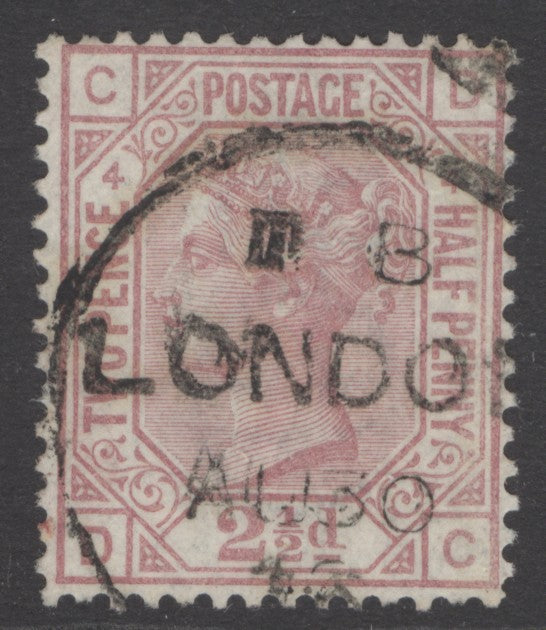 SG 141 2½d rosy-mauve plate 4. Very fine used with an upright London CDS