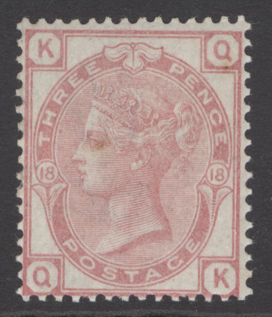 SG 144 3d pale rose plate 18. Fine lightly mounted mint example CAT £350