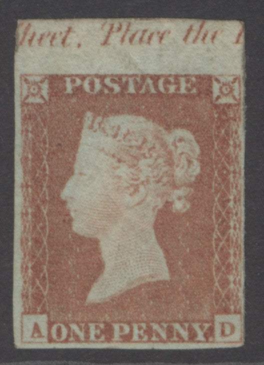SG 9 1d pale red-brown lettered AD. A fine unmounted mint example with full original gum...