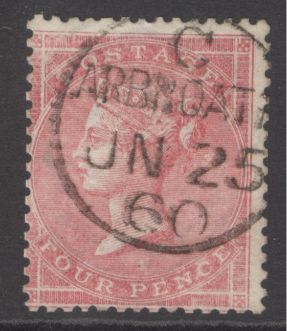 SG 66 4d rose-carmine. Very fine used with an Arbroath, June 25th 1860 CDS