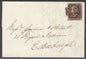 SG 7 1d red-brown plate eleven lettered HG. Very fine used on entire to Edinburgh tied with an upright Maltese cross.  4 large margins. A nice clean item CAT £350