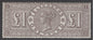 SG T17. 1887 telegraph £1 brown-lilac. A fine very lightly mounted mint example with good colour & centring.  Very scarce CAT £6500