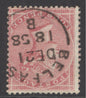SG 66i 4d rose-carmine variety watermark inverted. Very fine used with a Belfast, Dec 1858 CDS CAT £250