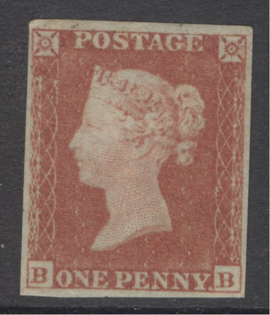 SG 8a 1d red-brown on very blued paper. Lightly mounted, original gum. 4 fine margins CAT £600