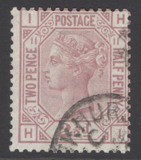 SG 141 2½d rosy-mauve plate 11. Very fine used part CDS leaving Queens profile clear