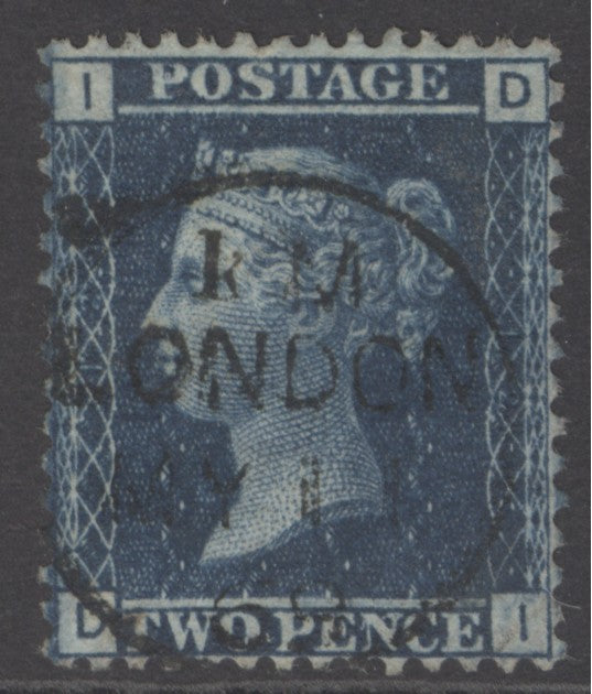 SG 45 2d blue plate 12 lettered DI. Very fine used with an upright London CDS
