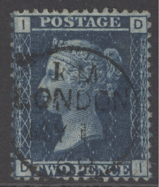 SG 45 2d blue plate 12 lettered DI. Very fine used with an upright London CDS
