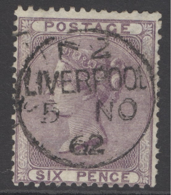 SG 69 6d deep lilac. Very fine used with an upright Liverpool CDS, 5th Nov 1862