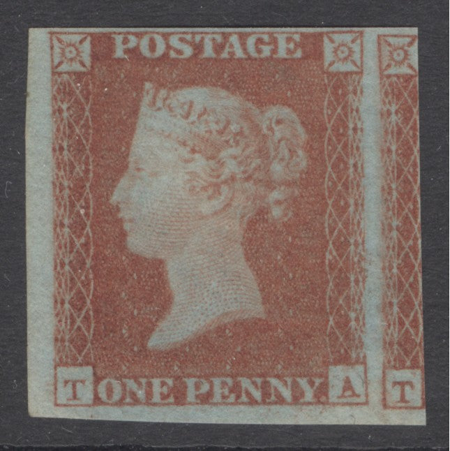 SG 8 1d in bright red-brown shade plate 112 lettered TA. Fine unmounted mint. 4 margins good to huge CAT £400
