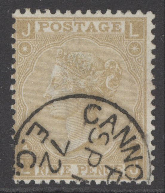 SG 110 9d straw. Very fine used with a Cannon Street CDS, Sept 1872 CAT £325