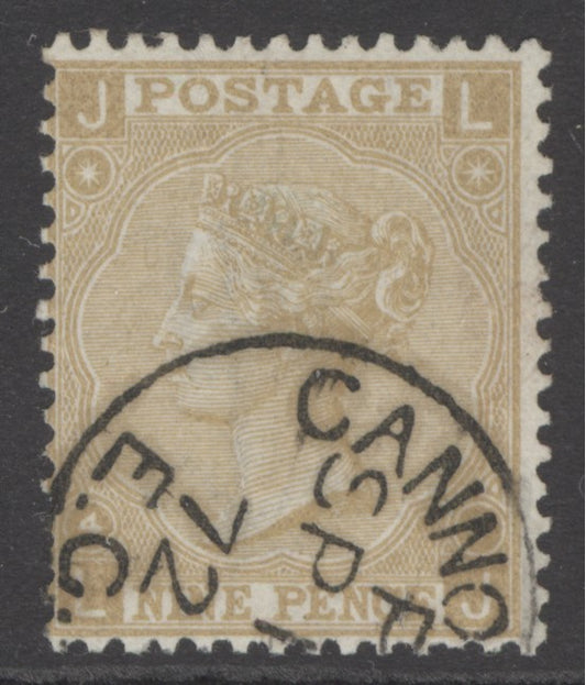 SG 110 9d straw. Very fine used with a Cannon Street CDS, Sept 1872 CAT £325