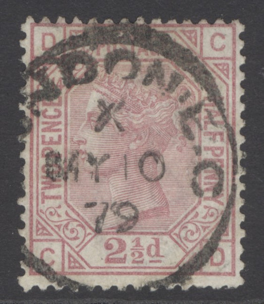 SG 141 2½d rosy-mauve plate 14. Very fine used with a London 1879 CDS