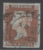 SG 8 1d red-brown plate 58 lettered RE. Very fine used with a blue Leeds CDS, April 21st 1846 (spec Blvd) CAT £1800