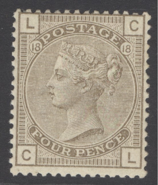 SG 160 4d grey-brown plate 18. Lightly mounted mint CAT £350