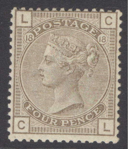 SG 160 4d grey-brown plate 18. Lightly mounted mint CAT £350
