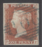 SG 8 1d red-brown plate 70 lettered DF. Very fine used with a blue Irish ‘106’ diamond of Closhell. 4 fine margins