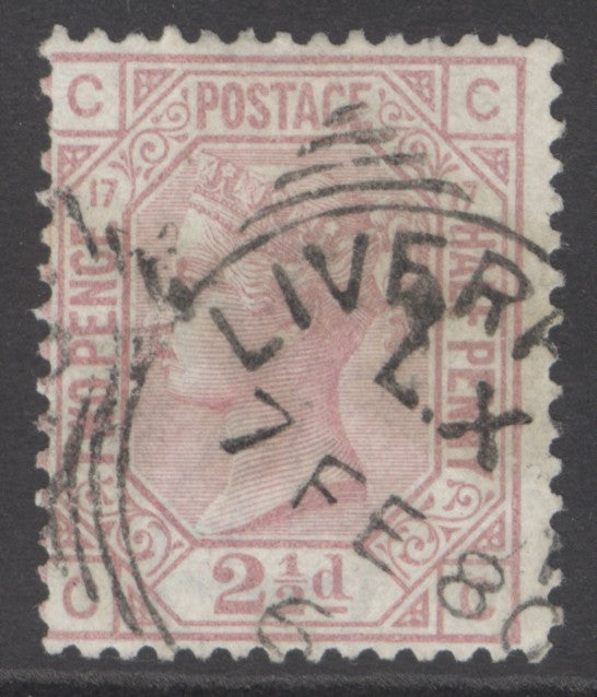 SG 141 2½d rosy-mauve plate 17. Fine used with a Liverpool ‘box’ CDS CAT £180