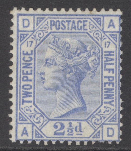 SG 142 2½d blue plate 17 lettered AD. A fine fresh mounted mint example CAT £425