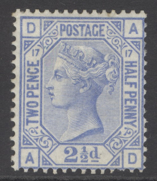 SG 142 2½d blue plate 17 lettered AD. A fine fresh mounted mint example CAT £425