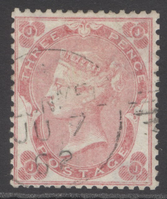 SG 77b 3d pale carmine-rose on thick paper. Very fine used with a lightly placed CDS. Good colour & well centred CAT £225