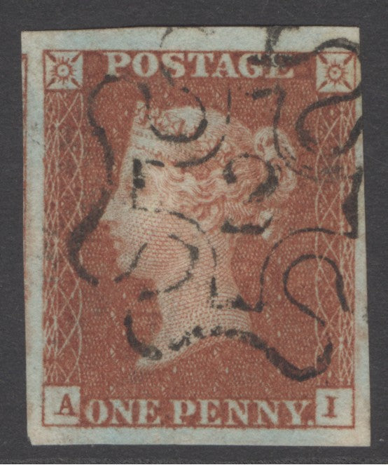 SG 8m 1d red-brown plate 36. Very fine used with a crisply struck number ‘2’ in Maltese cross.  4 fine/huge margins CAT £180