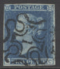 SG 14f 1841 2d blue plate 3. Very fine used with a number ‘1’ in Maltese cross. 4 margins CAT £650