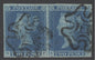 SG 14 1841 2d blue plate 3 pair lettered SF-SG. Very fine used with Maltese cross cancels. 4 good to large margins CAT £550