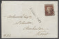 SG 8m 1d red-brown. Very fine used on entire to Kent tied with a number ‘3’ in Maltese cross.  4 close to huge margins, Chester May 20th 1843 CDS on reverse CAT £600