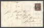 SG 7 1841 1d red-brown plate 9 lettered JI on cover to London. 4 fine margins tied to entire by a black Maltese cross...