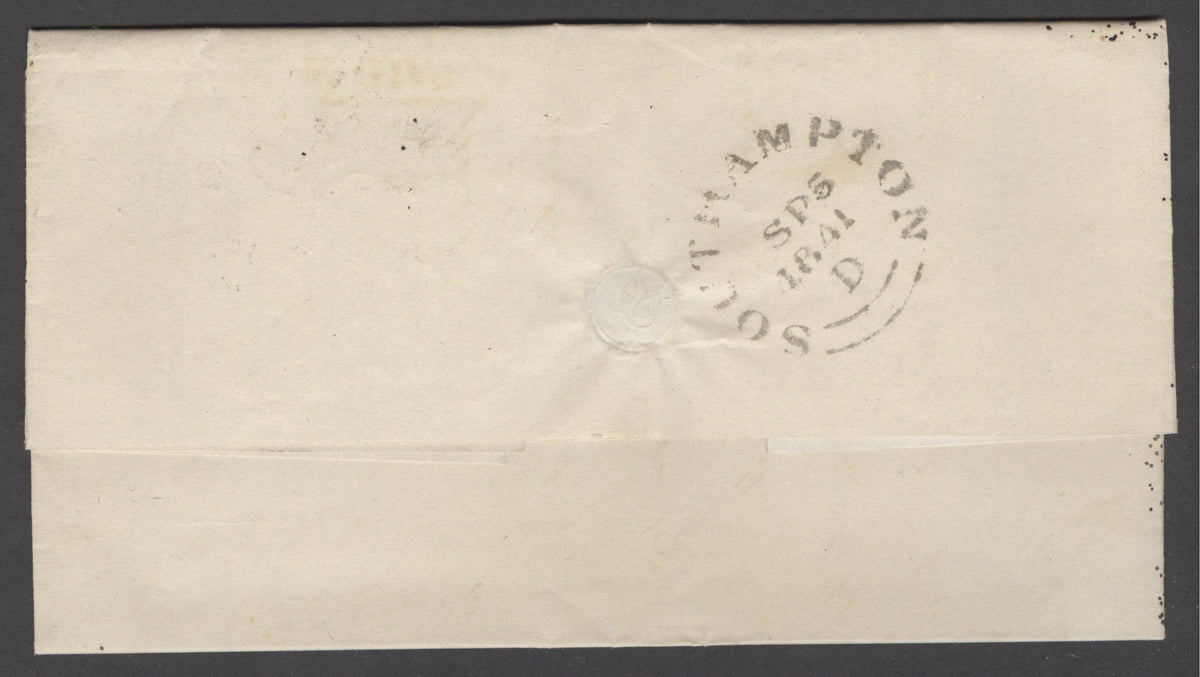 SG 8 1d red-brown plate 16 lettered DI. 4 margins. Very fine used on cover to Berks, Southampton,  Sept 5th 1841 CDS on reverse...