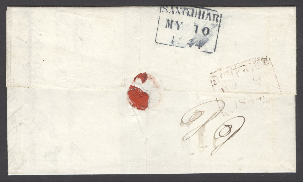 The distinctive cross of Dumfries on cover (Spec B1tfa). Fine wrapper Dumfries to J.Macqueen Esqr, Writer Sanquhar. Very fine used 1d SG 8 lettered OF...