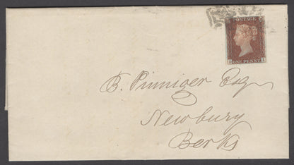 SG 8 1d red-brown plate 16 lettered DI. 4 margins. Very fine used on cover to Berks, Southampton,  Sept 5th 1841 CDS on reverse...