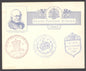 1890 Jubilee of Uniform penny postage. Illustrated card bearing all 5 commemorative coloured postcard.  All perfectly struck...
