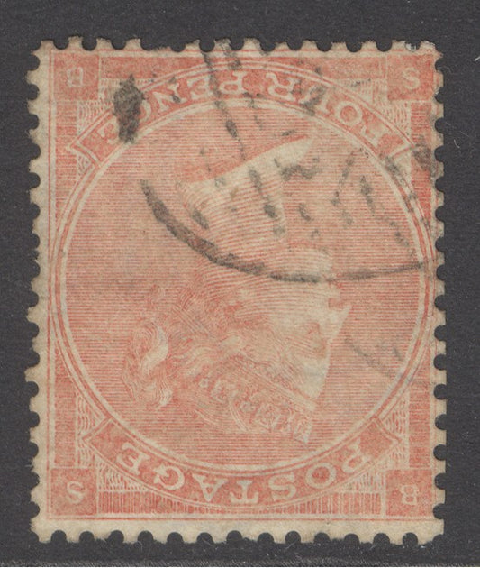 SG 80 4d pale red, variety inverted watermark. Fine used CAT £425