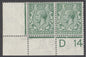 SG spec N14 shade variety ½d bright blue-green. Fine unmounted mint corner 'D14' control pair. Fine unmounted mint...