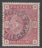 SG 180 5/- crimson. Very fine used with a Manchester telegraph CDS, July 5th 1897