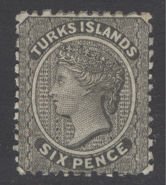 SG 2 Turks Islands 1867. 6d black. Very lightly mounted mint CAT £140
