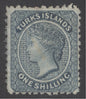 SG 3 Turks Islands 1867. 1/- dull blue. Fresh mint without gum CAT £130