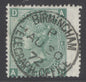 SG 115 1/- deep green plate 6 lettered AD. Very fine used with a Birmingham, Aug 30th 1872 CDS