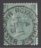 SG 115 1/- deep green plate 6 lettered GJ. Very fine used with a Manchester Royal exchange, Feb 1st 1873 CDS