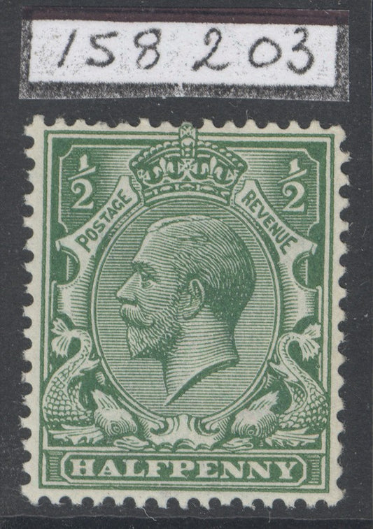 SG 356 ½d deep cobalt green (spec N14/18). Fine unmounted mint. RPS cert when in a block of 12