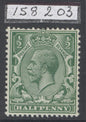SG 356 ½d deep cobalt green (spec N14/18). Fine unmounted mint. RPS cert when in a block of 12