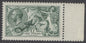 SG 404 £1 dull blue-green. A fine fresh unmounted mint marginal example. Good deep colour & well centred. David Brandon cert when in a block of 4
