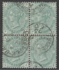 SG 150 1/- green plate 11. Scarce block of 4. Very fine used with Temple bar, May 6th 1875 CDS’s