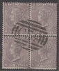 SG 104. 1867. 6d lilac plate 6 watermark spray of rose block of 4 with a stunning central ‘C59’  cancellation on Jacmel, Haiti. Very rare...