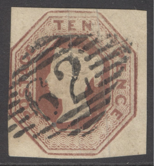 SG 57 10d brown. Very fine used with a ‘62’ Belfast, Irish diamond. Full margins, just clear to large CAT £1200