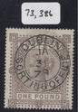 SG 129 £1 brown-lilac lettered GH watermark Maltese cross. Very fine used with an upright Dublin Sorting Office, Jan 31st 1879 CDS. Fine deep colour. BPA cert