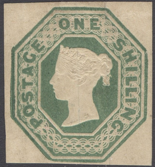 SG 55 1/- green (die WW2). A fine fresh mounted mint example with good deep colour. 4 fine margins CAT £16,000