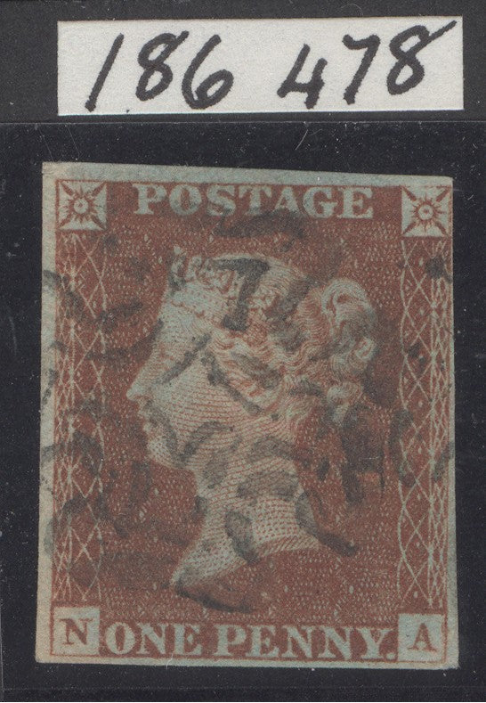 SG spec BS3tw 1841 1d red-brown plate 14. Very fine used with the very scarce Wotton-under-edge Maltese cross. Full margins CAT £4500. RPS cert